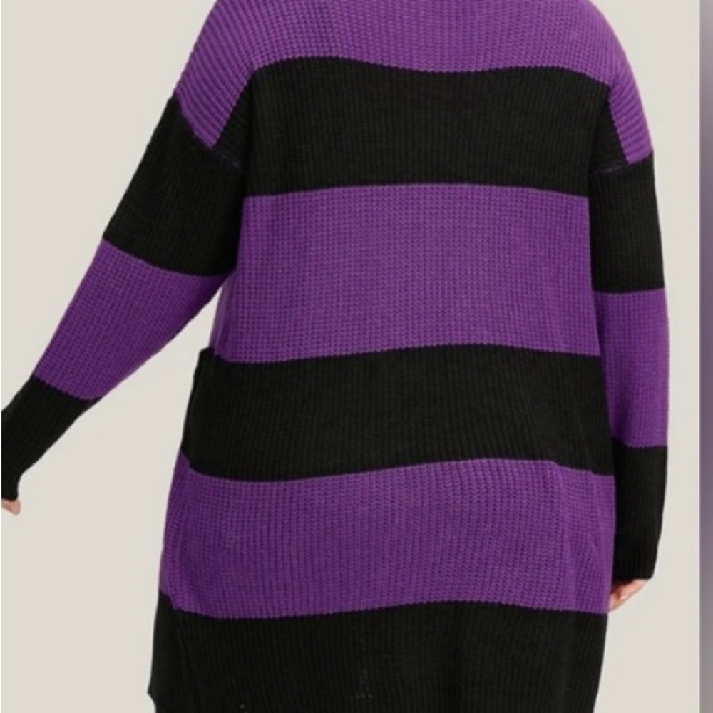 NWT Bloomchic Plus size sweater Black Purple Block cardigan Size 30 Halloween - Picture 2 of 4